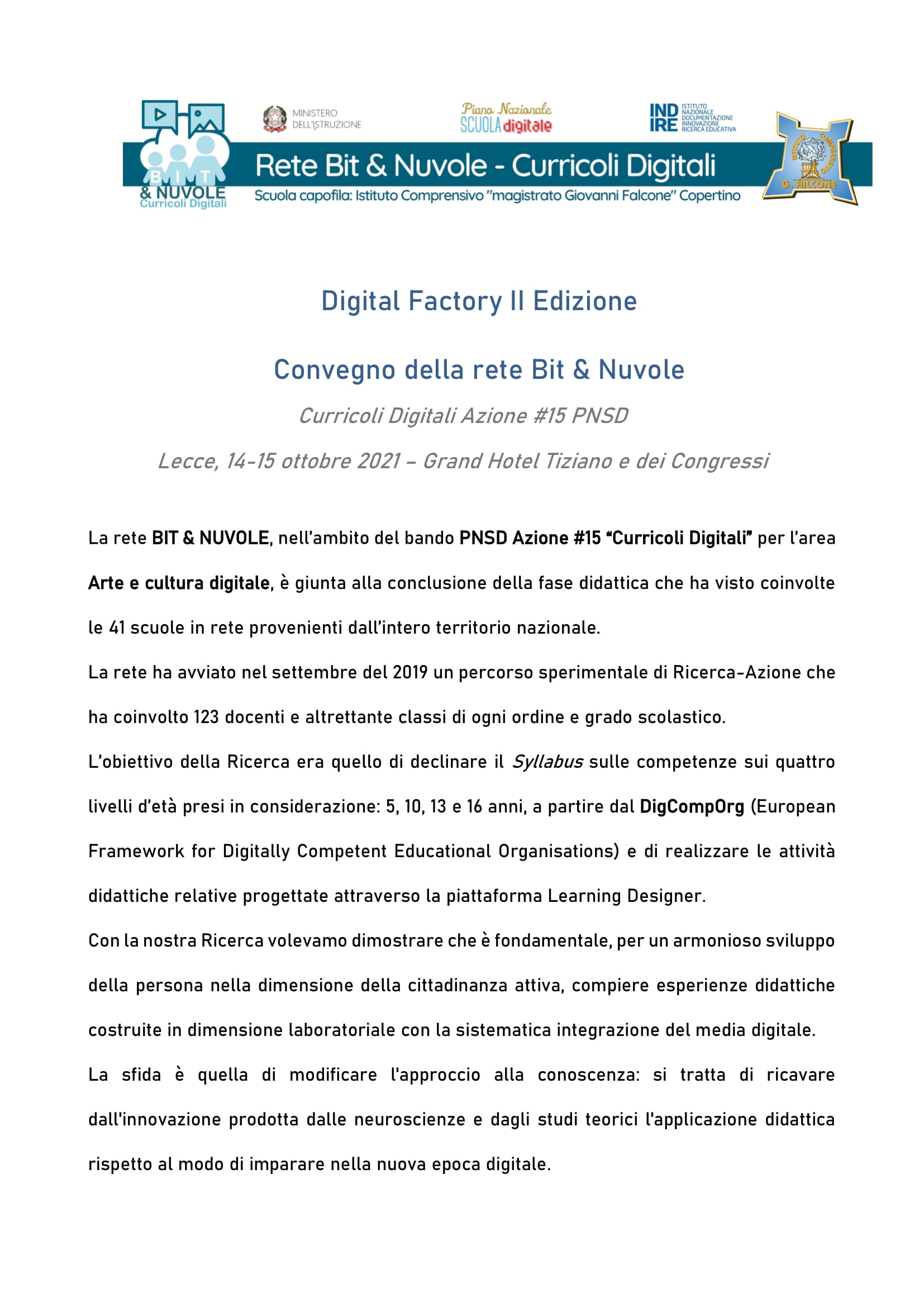 PROGRAMMA CONVEGNO DIGITAL FACTORY II EDIZIONE 1