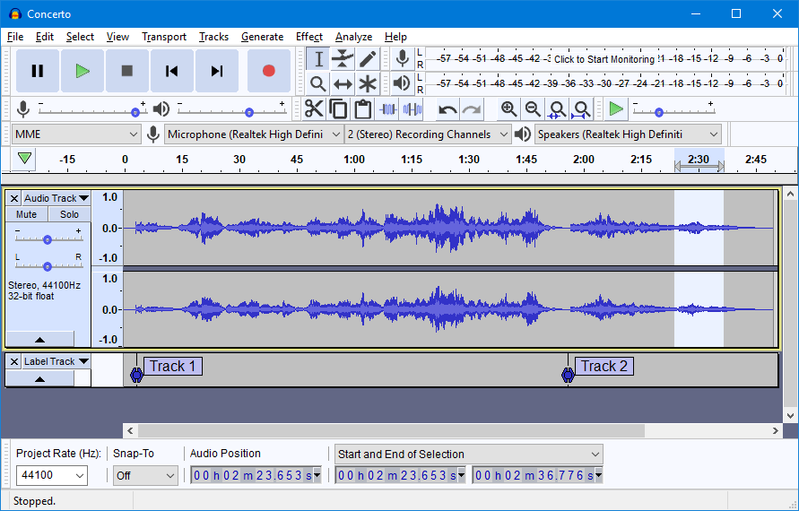 audacity mainw