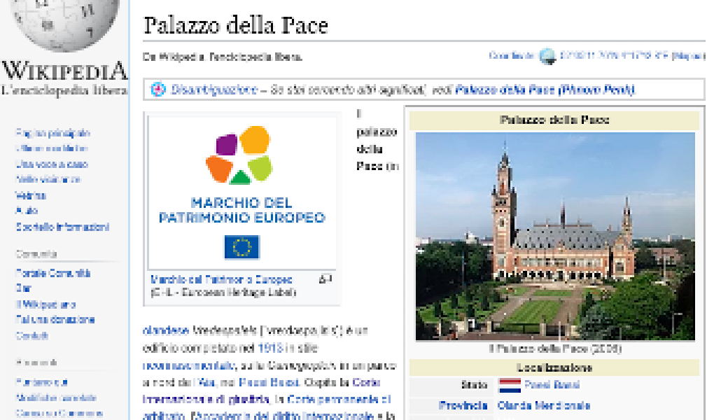 WikiEHL: Il Palazzo della Pace